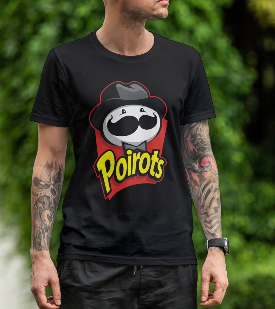 Poirots Little Grey Chips Detective Mustache T-Shirt