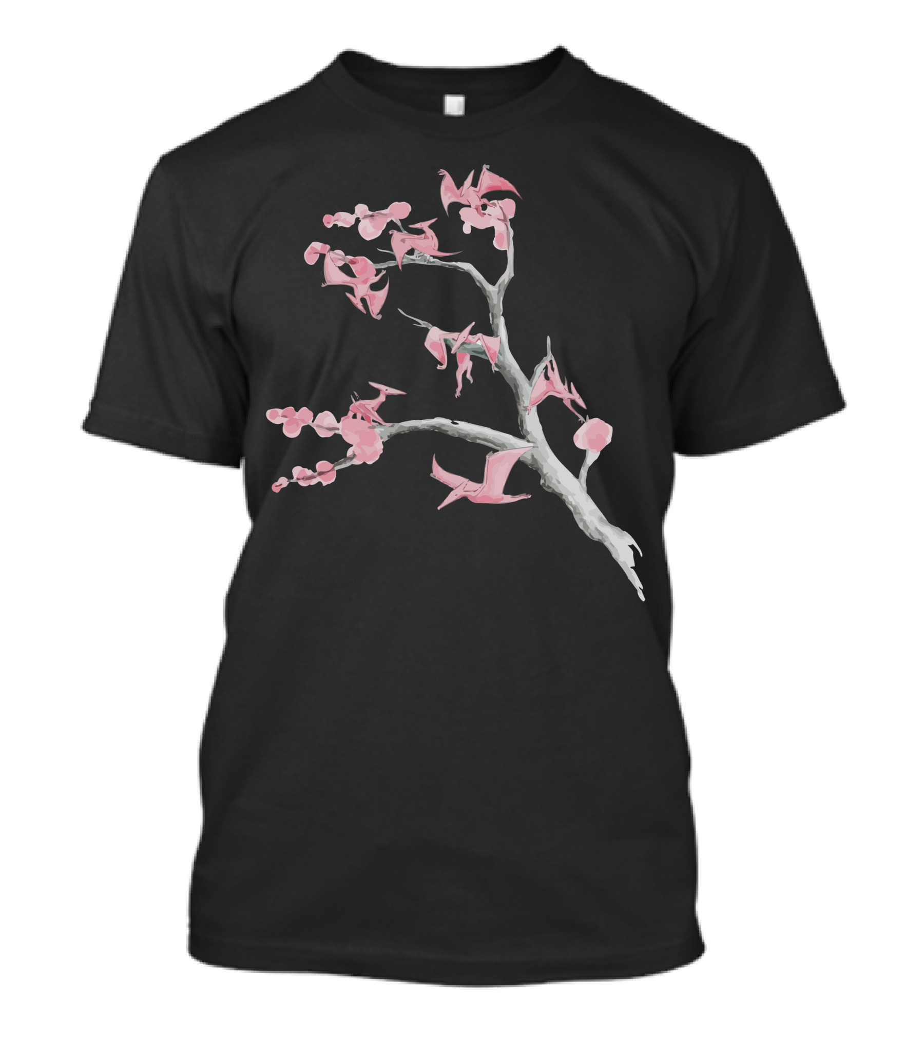 Ptiny Pterosaurs Perched On Blossom Tree T-Shirt