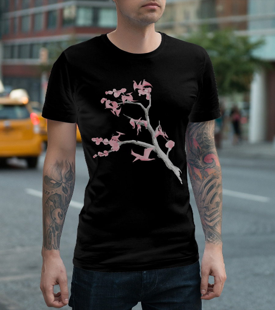Ptiny Pterosaurs Perched On Blossom Tree T-Shirt