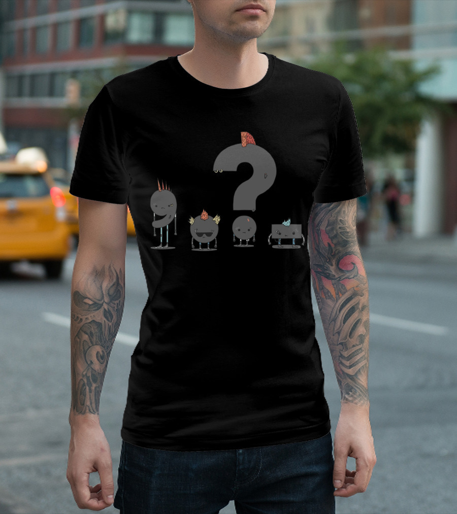 Punktuation Crew With Punk Hairstyles And Question Mark T-Shirt