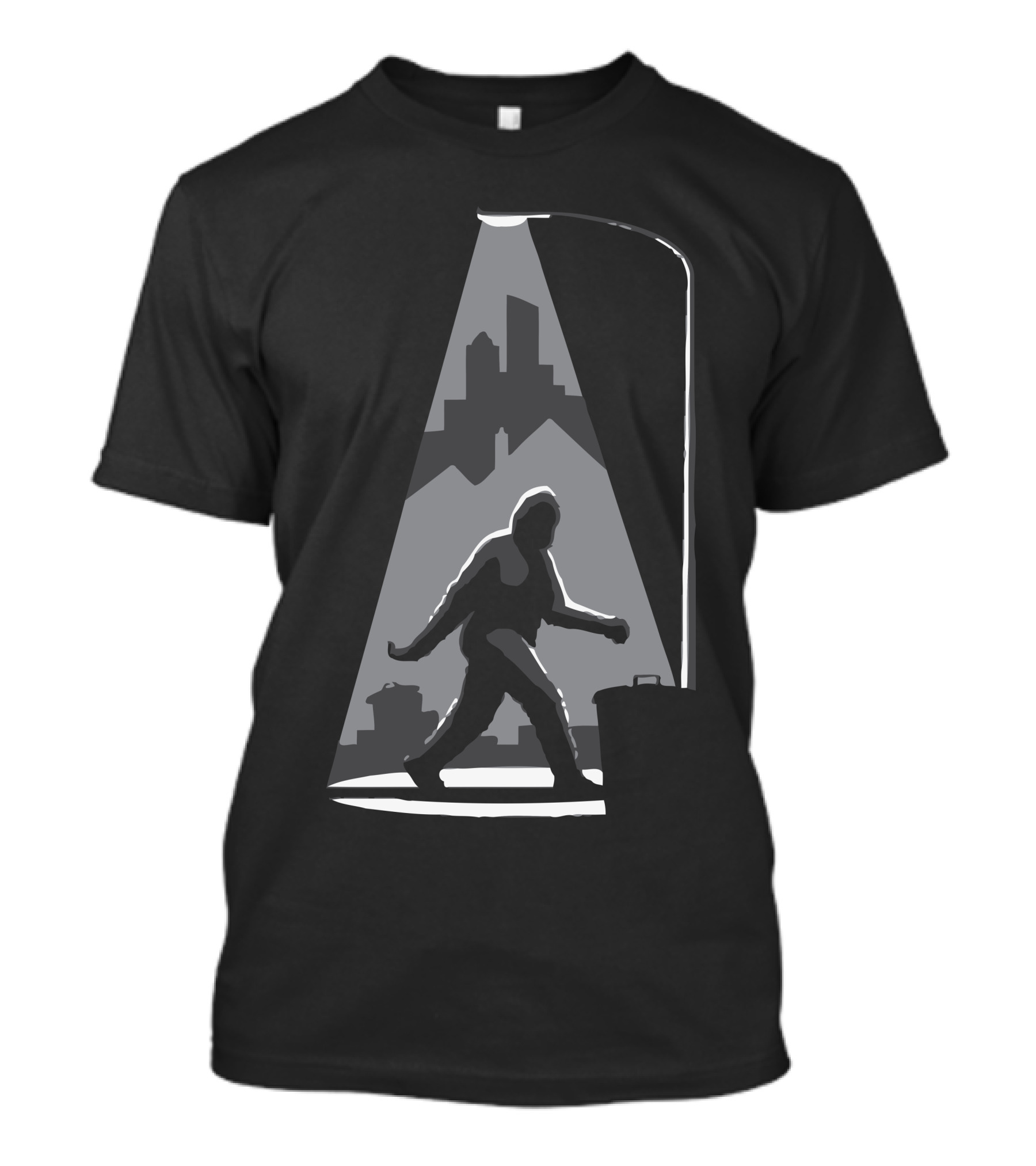 Bigfoot Recent Sighting City Silhouette Scene T-Shirt