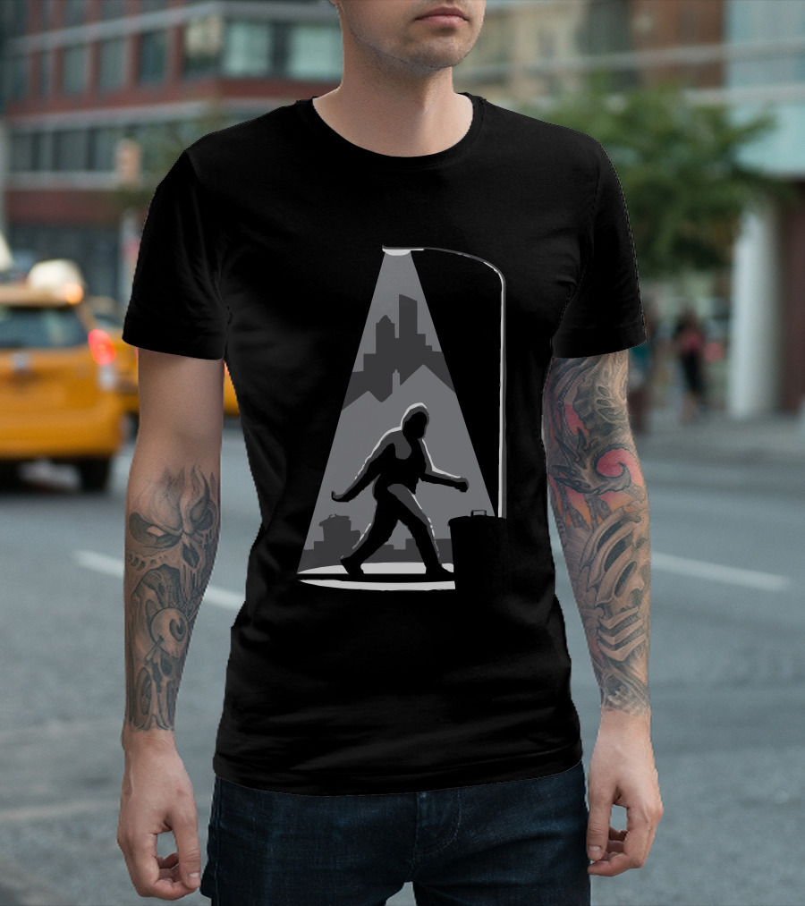 Bigfoot Recent Sighting City Silhouette Scene T-Shirt