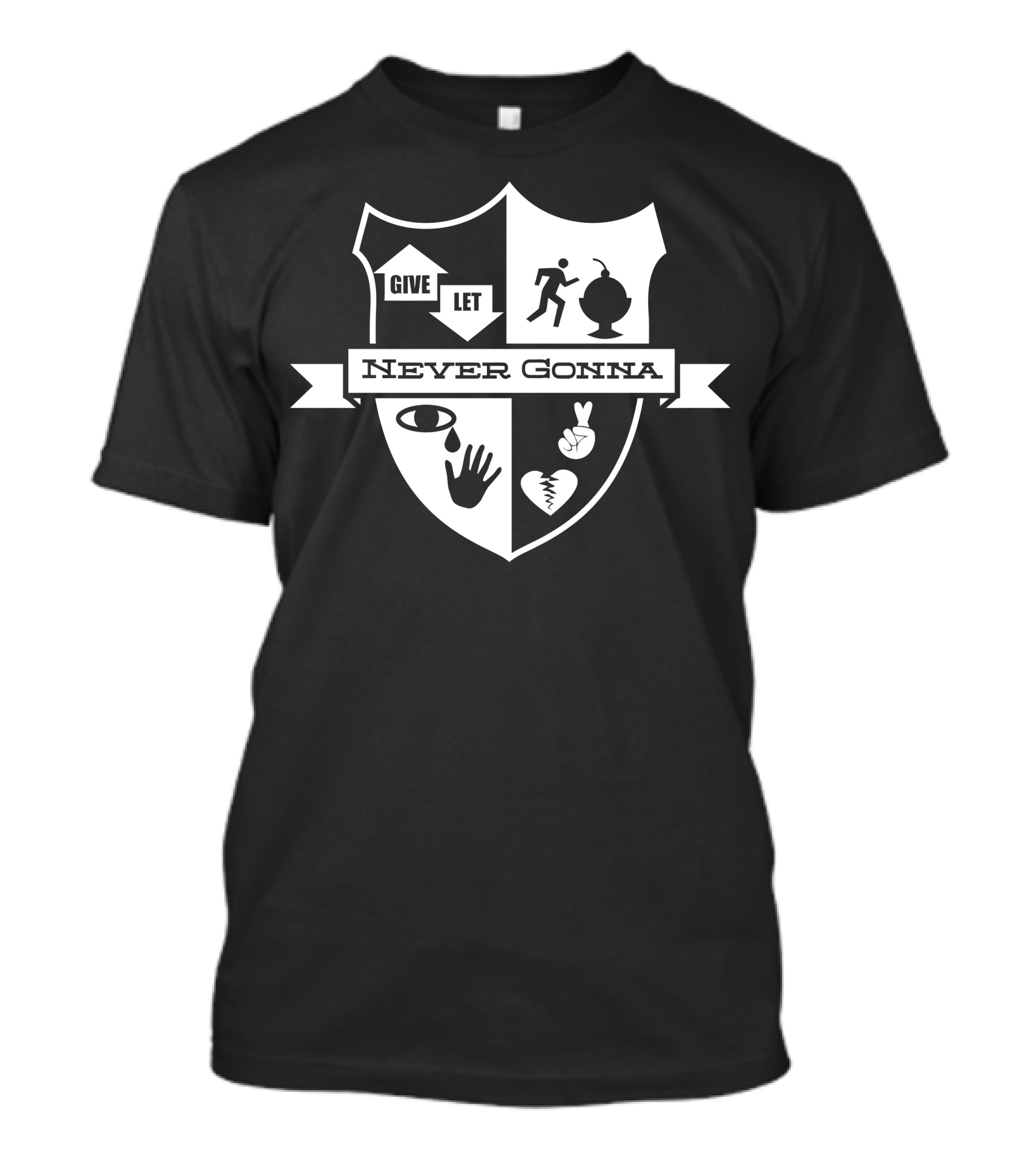 Never Gonna Give You Up Crest Badge Iconic Symbols T-Shirt