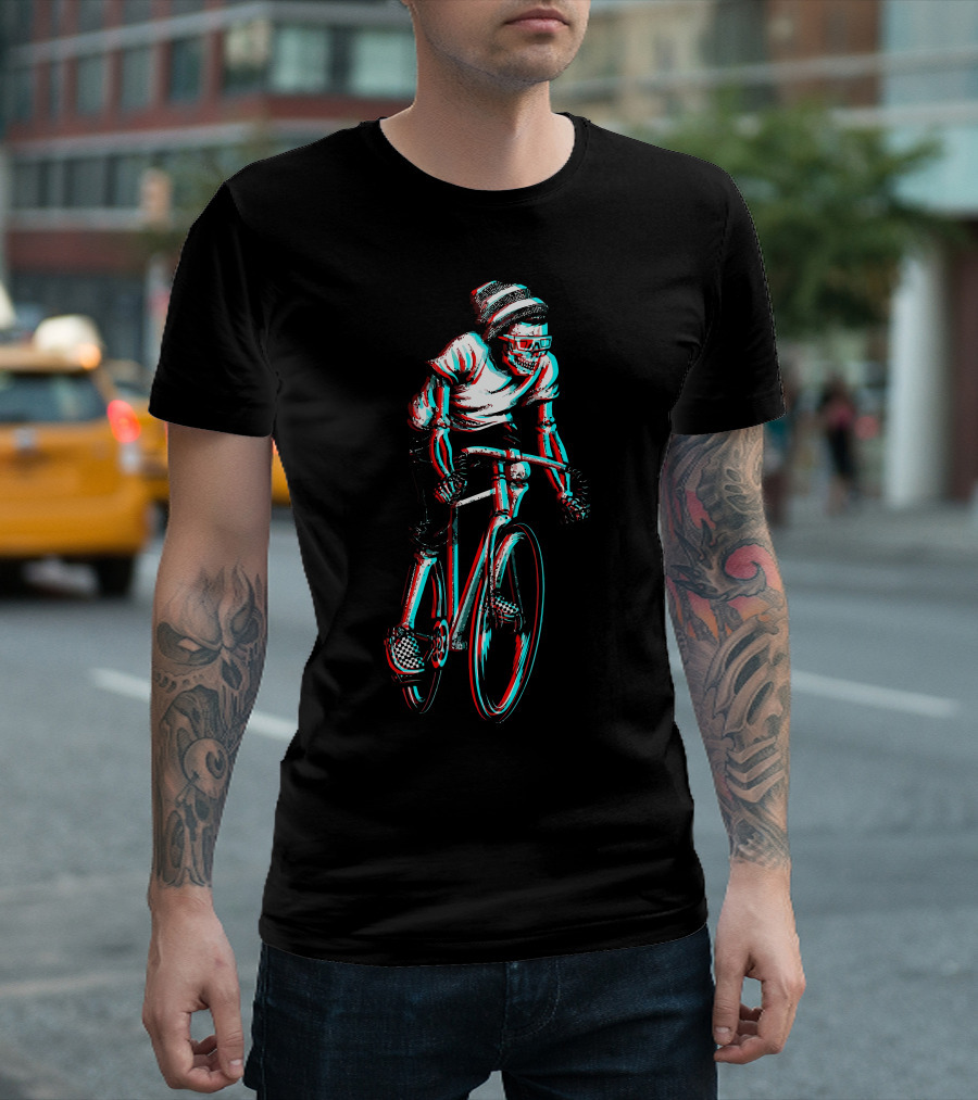 Ride In 3D Skeleton Cyclist Racing T-Shirt