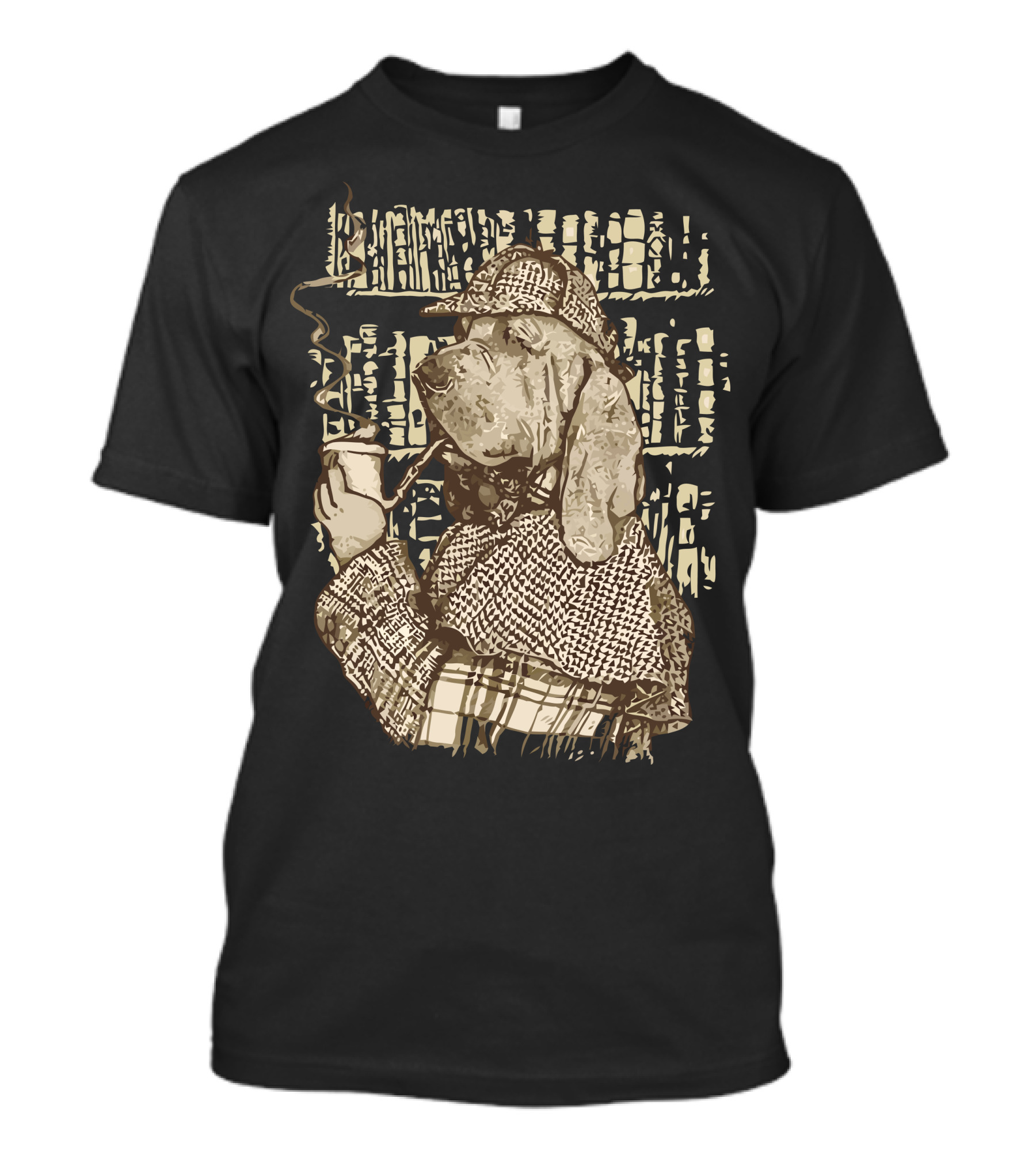 Ruff Justice Detective Dog Smoking Pipe Bookshelves T-Shirt
