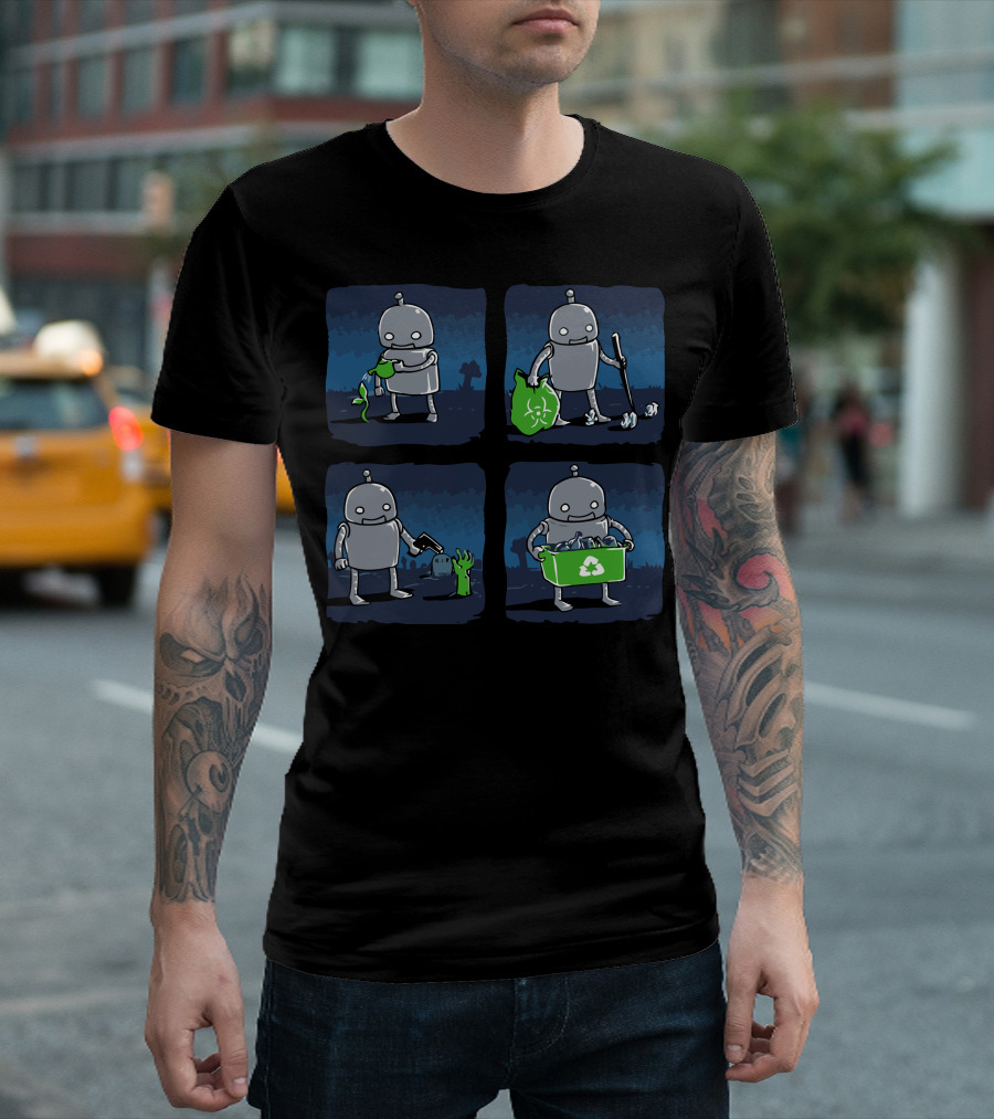 Saving The World One Small Step At A Time Robot Recycling Initiative T-Shirt