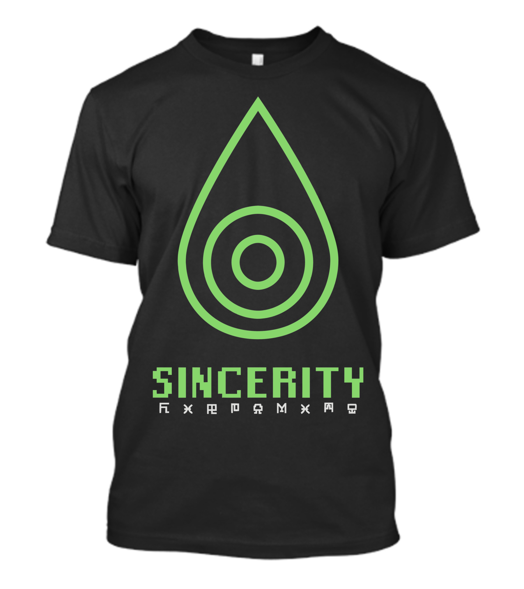 Sincerity Drop Symbol With Futuristic Text T-Shirt