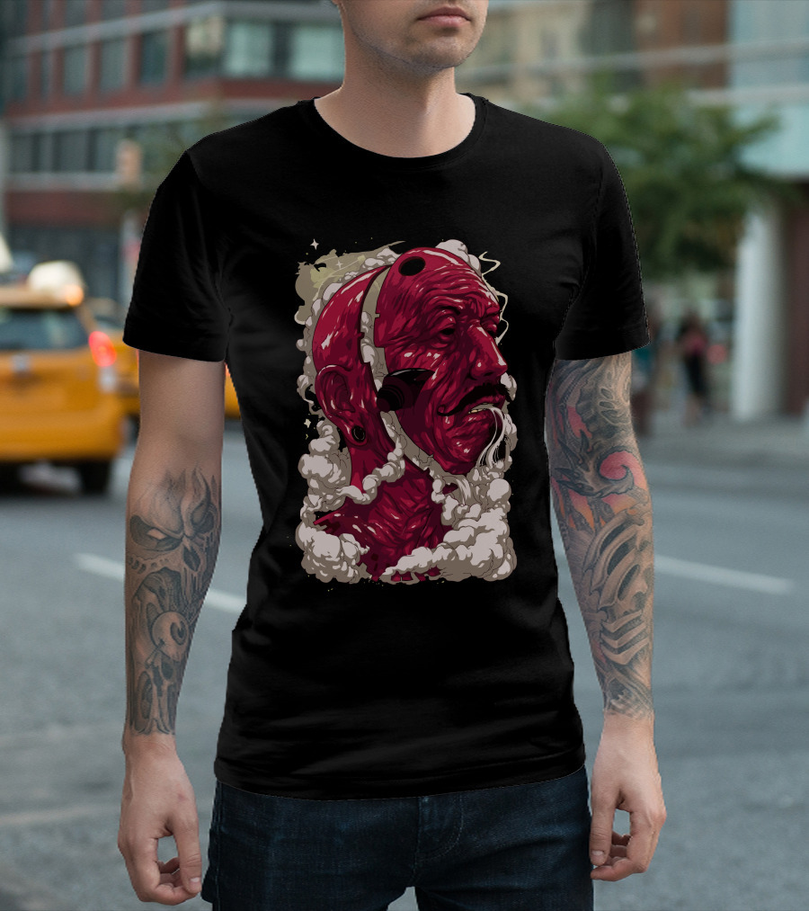 Sketchpad Red Samurai Head Smoke Ascend T-Shirt