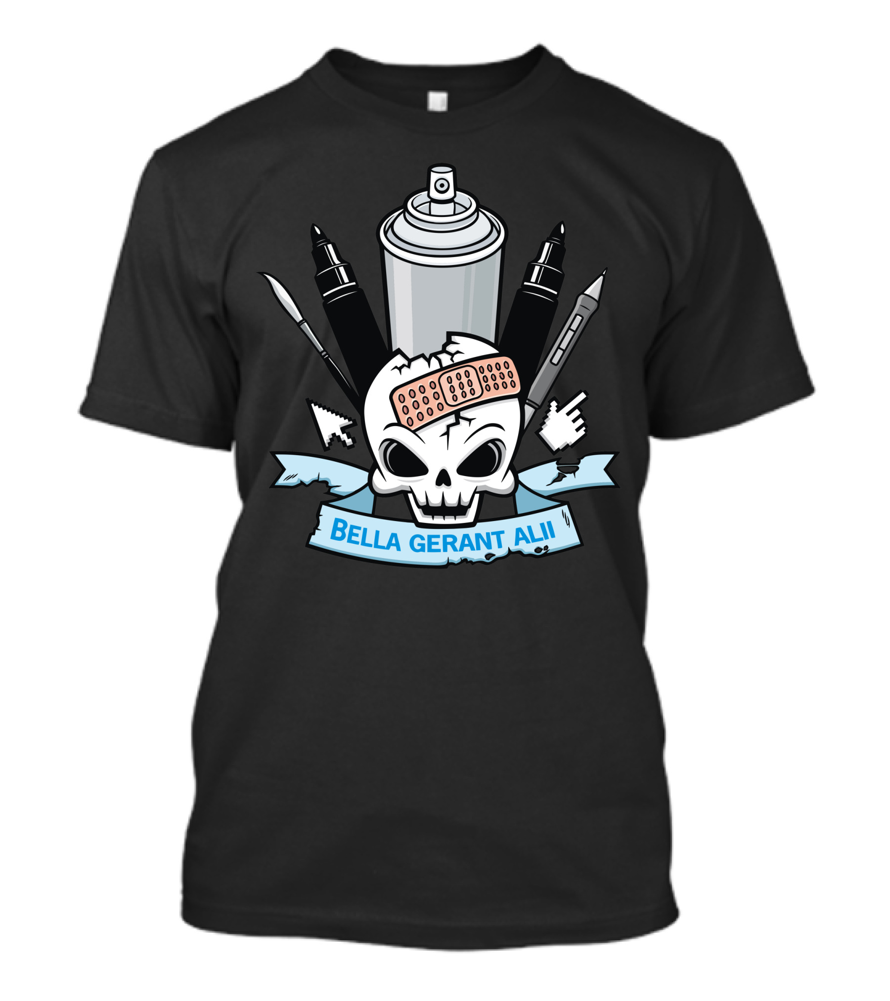 Bella Gerant Alii Skull Emblem Spray Can And Tools T-Shirt