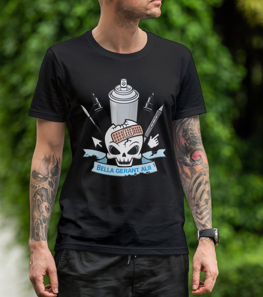 Bella Gerant Alii Skull Emblem Spray Can And Tools T-Shirt