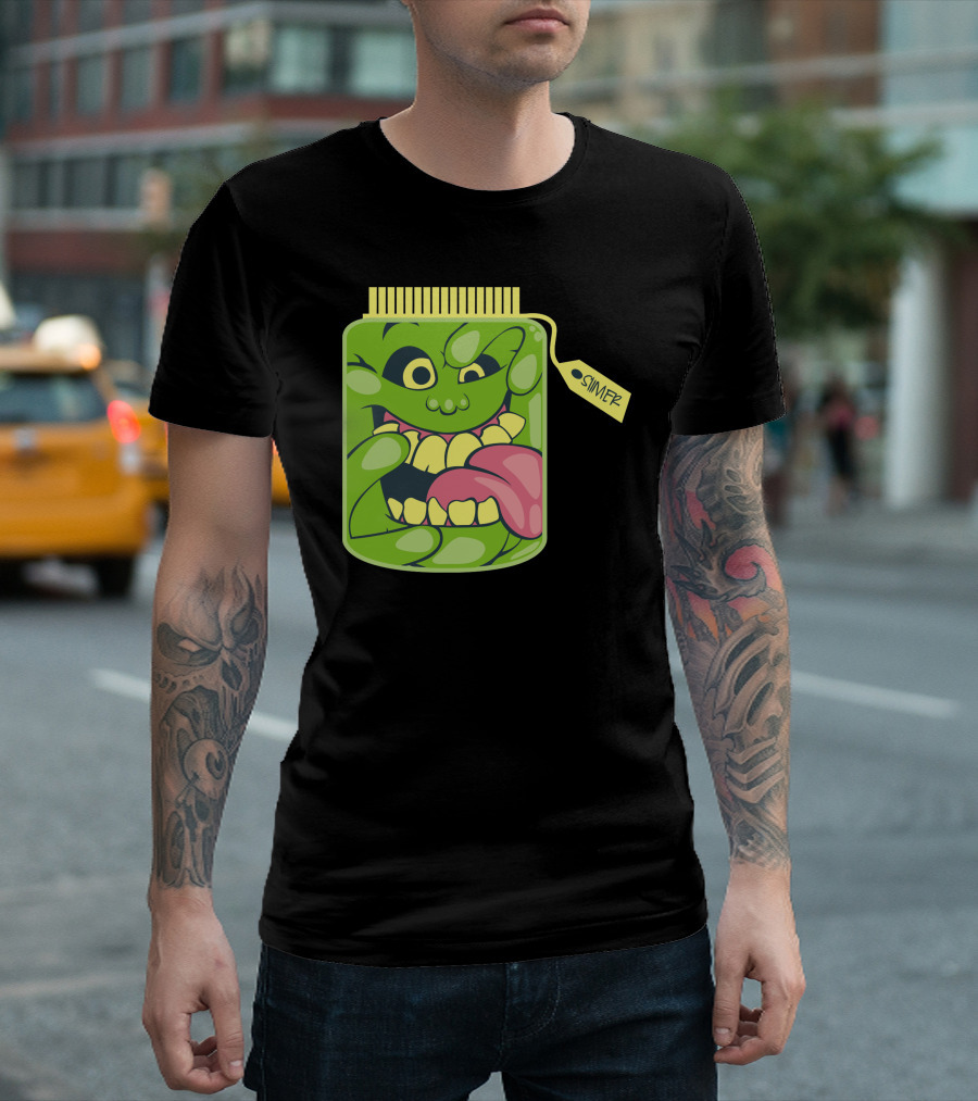 Slimer Green Goo Jar With Tongue And Teeth T-Shirt