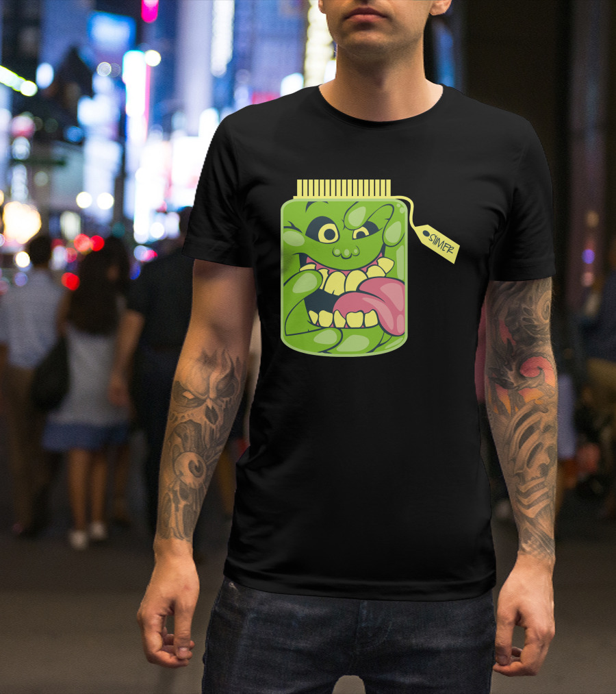 Slimer Green Goo Jar With Tongue And Teeth T-Shirt