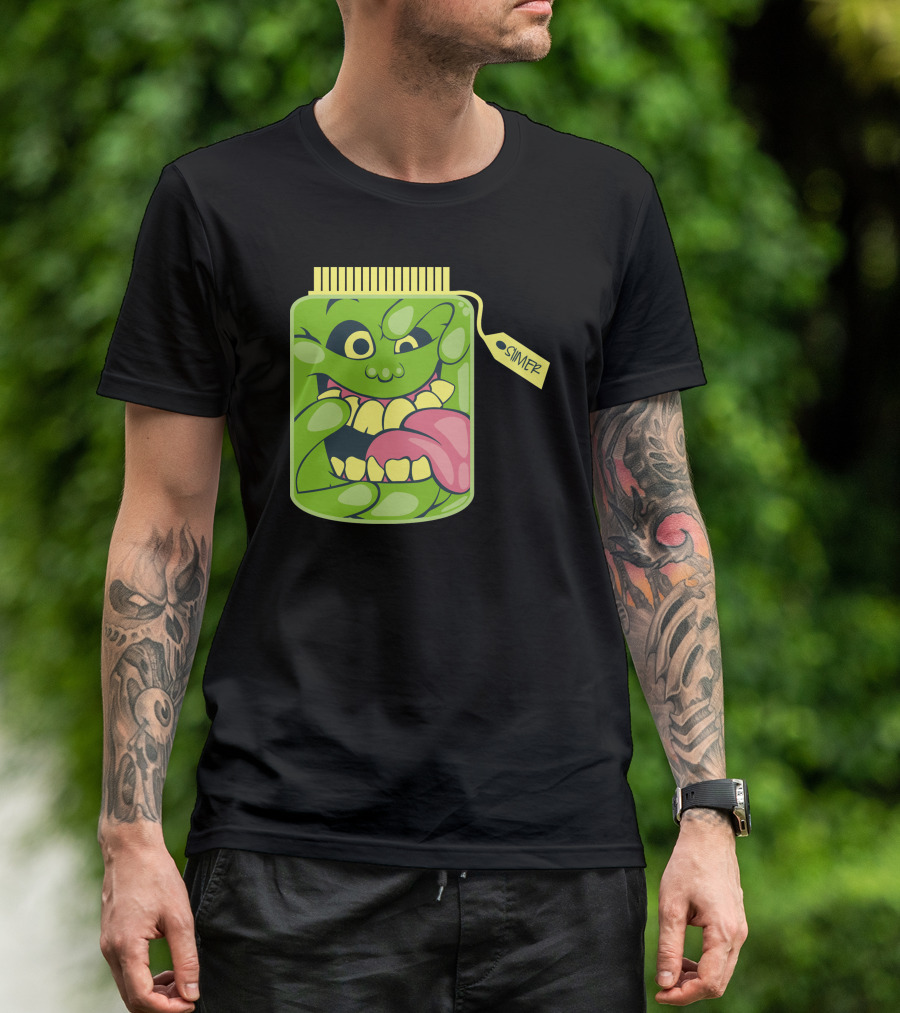 Slimer Green Goo Jar With Tongue And Teeth T-Shirt