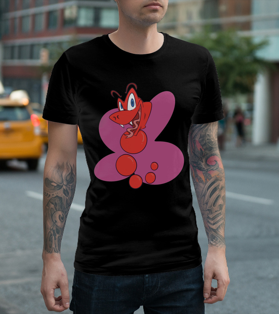 Snake Rattle Cartoon Character with Purple Background T-Shirt