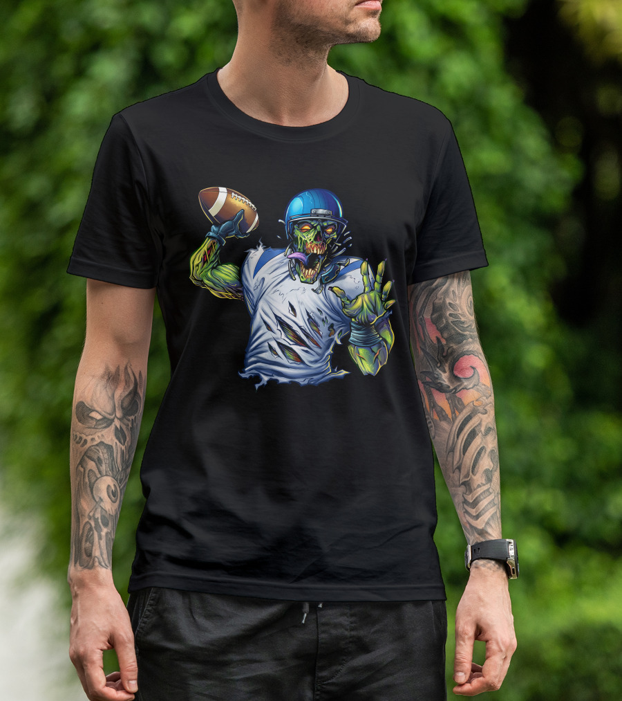 Zombie Football Quarterback Throwing A Football T-Shirt