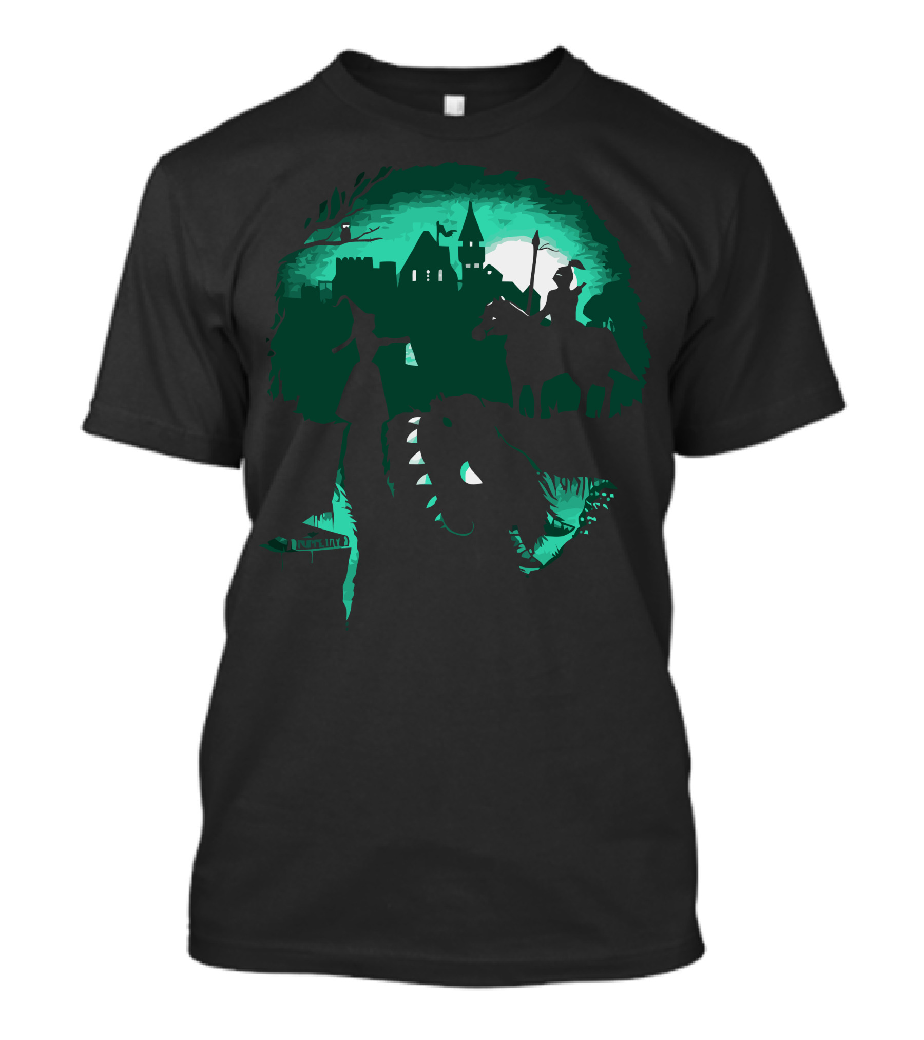 When Knight Falls Into The Shadowy Castle With Dragon T-Shirt