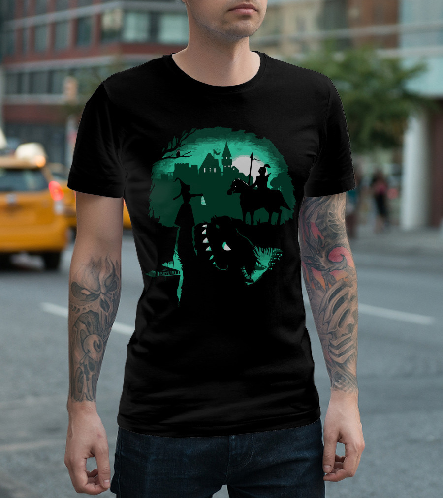 When Knight Falls Into The Shadowy Castle With Dragon T-Shirt