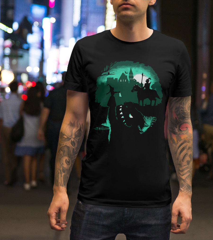 When Knight Falls Into The Shadowy Castle With Dragon T-Shirt