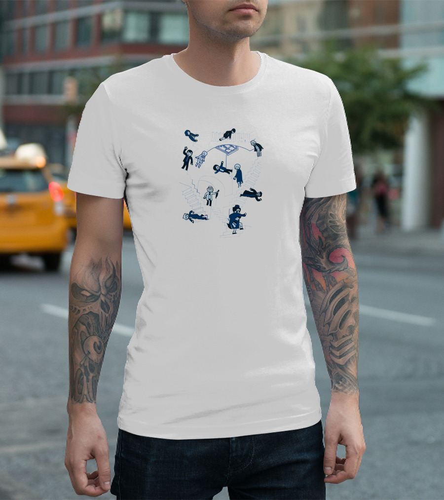 Who Needs Gravity M.C. Escher Inspired Relativity Staircase T-Shirt