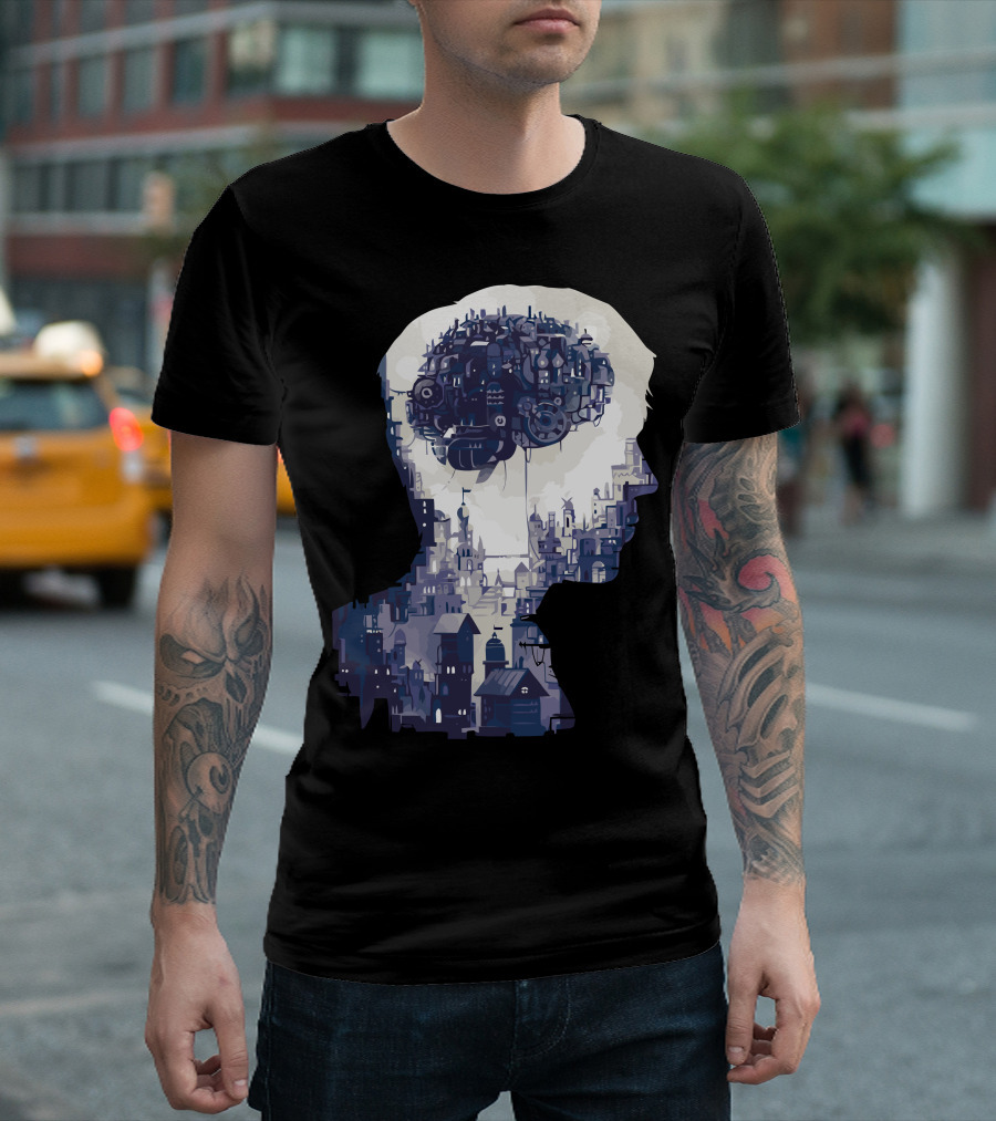 Wider Than The Sky Cityscape Brain T-Shirt