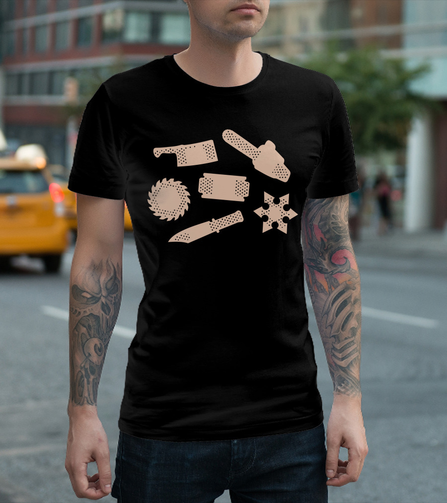 Wound Specific Chainsaw Cleaver Razorblade Knife Shuriken Circular Saw T-Shirt