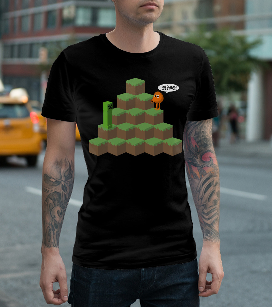 Q*bert Meets Creeper Block Pyramid Misunderstanding T-Shirt