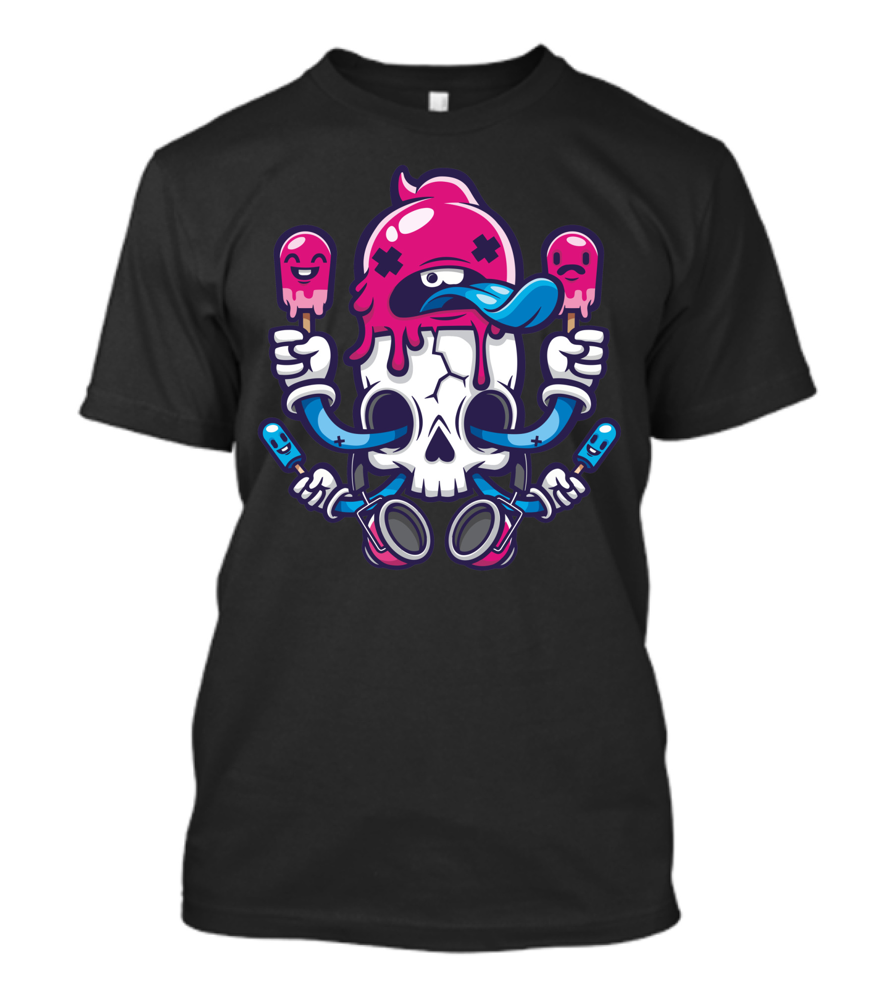 Brain Freeze Skull With Melting Popsicles T-Shirt