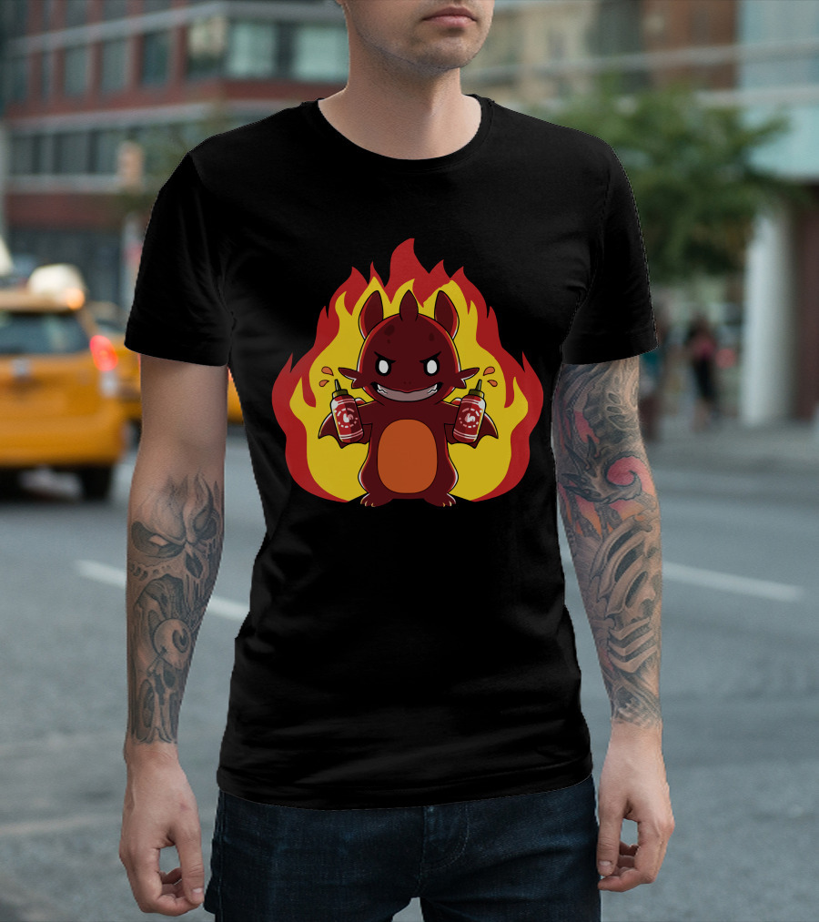 Bring The Heat Fiery Dragon With Hot Sauce Bottles T-Shirt