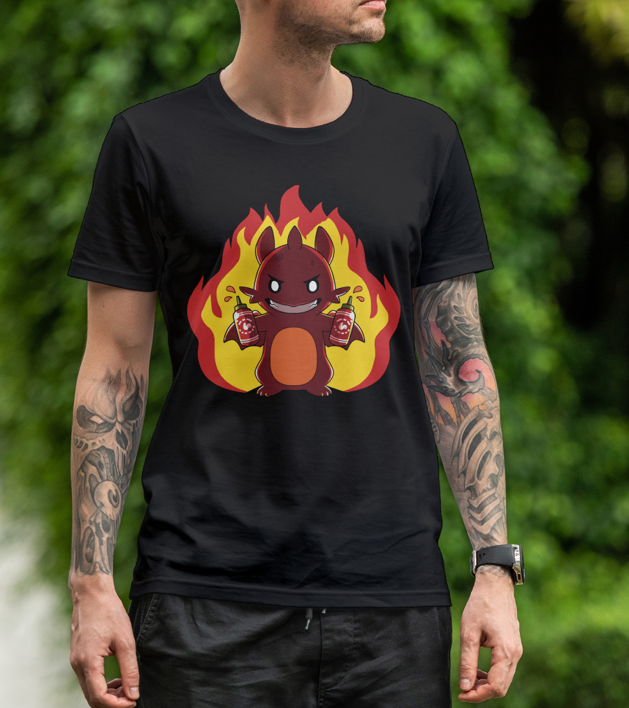 Bring The Heat Fiery Dragon With Hot Sauce Bottles T-Shirt
