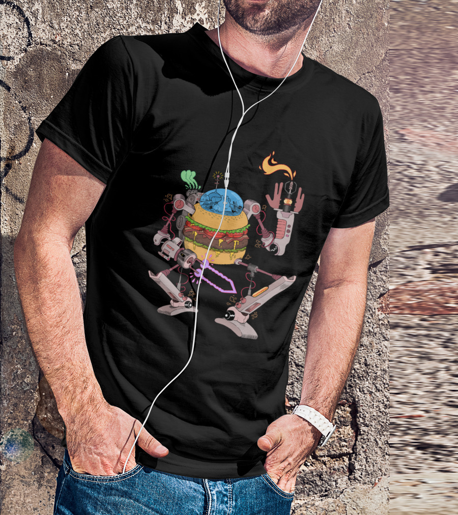 Burgerobot Space Adventure Robot Burger T-Shirt