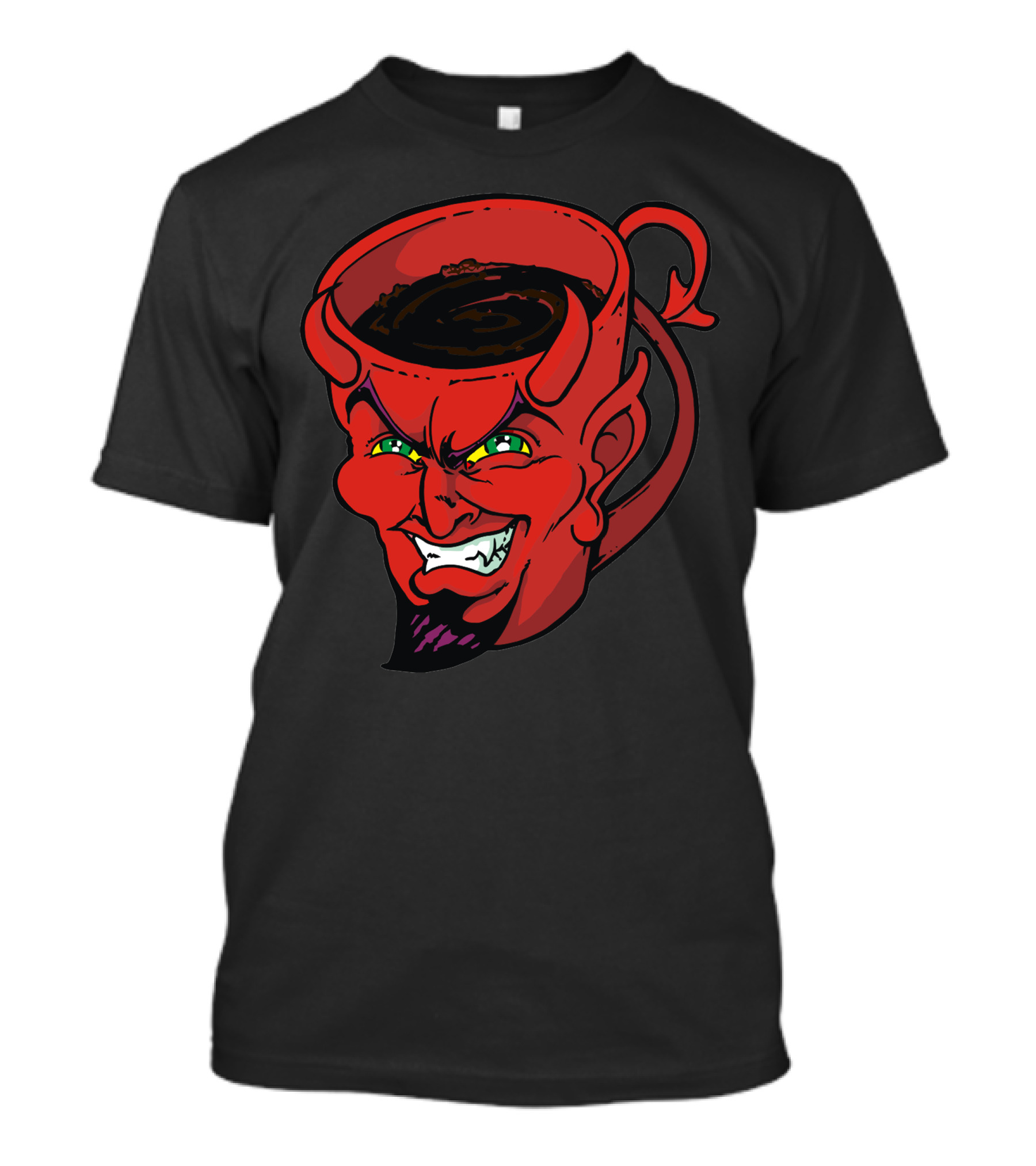 Caffiend Devil Coffee Cup Grinning Face T-Shirt