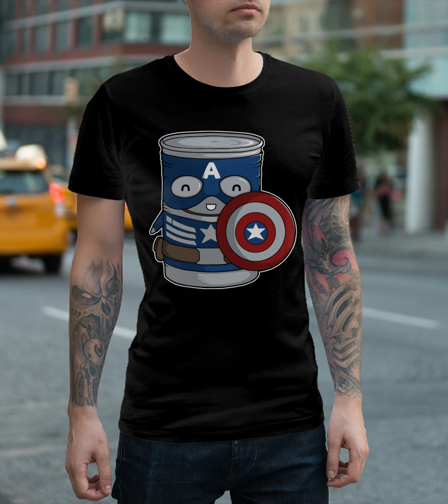 Cap Tin America Marvel Can Shield T-Shirt