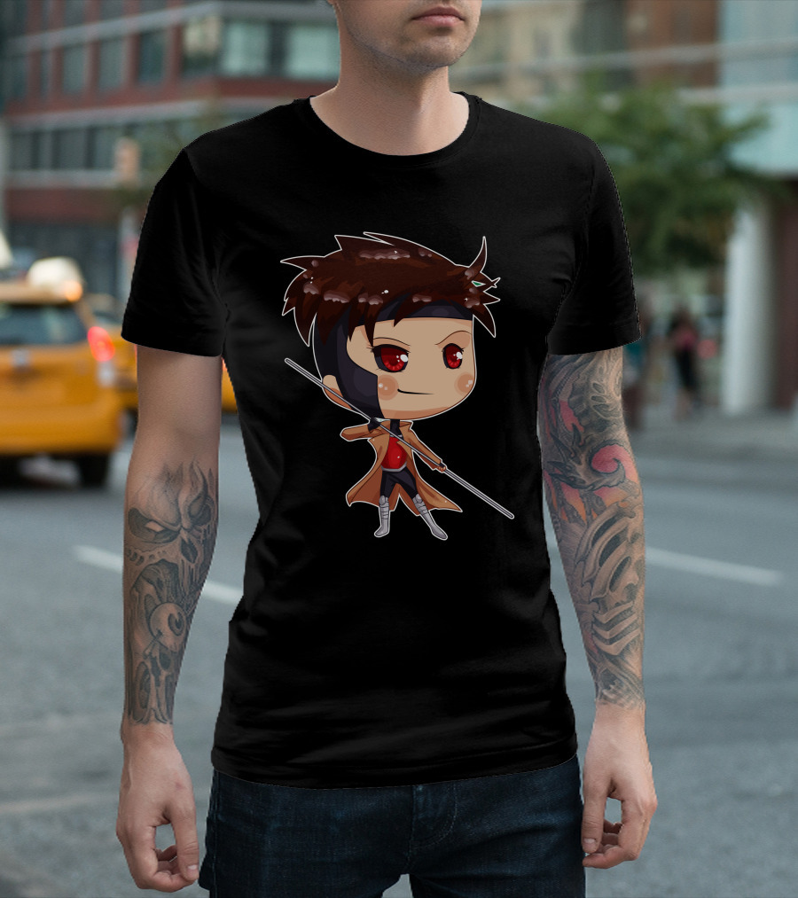Chibi Gambit X-Men Cute Anime Style Character T-Shirt