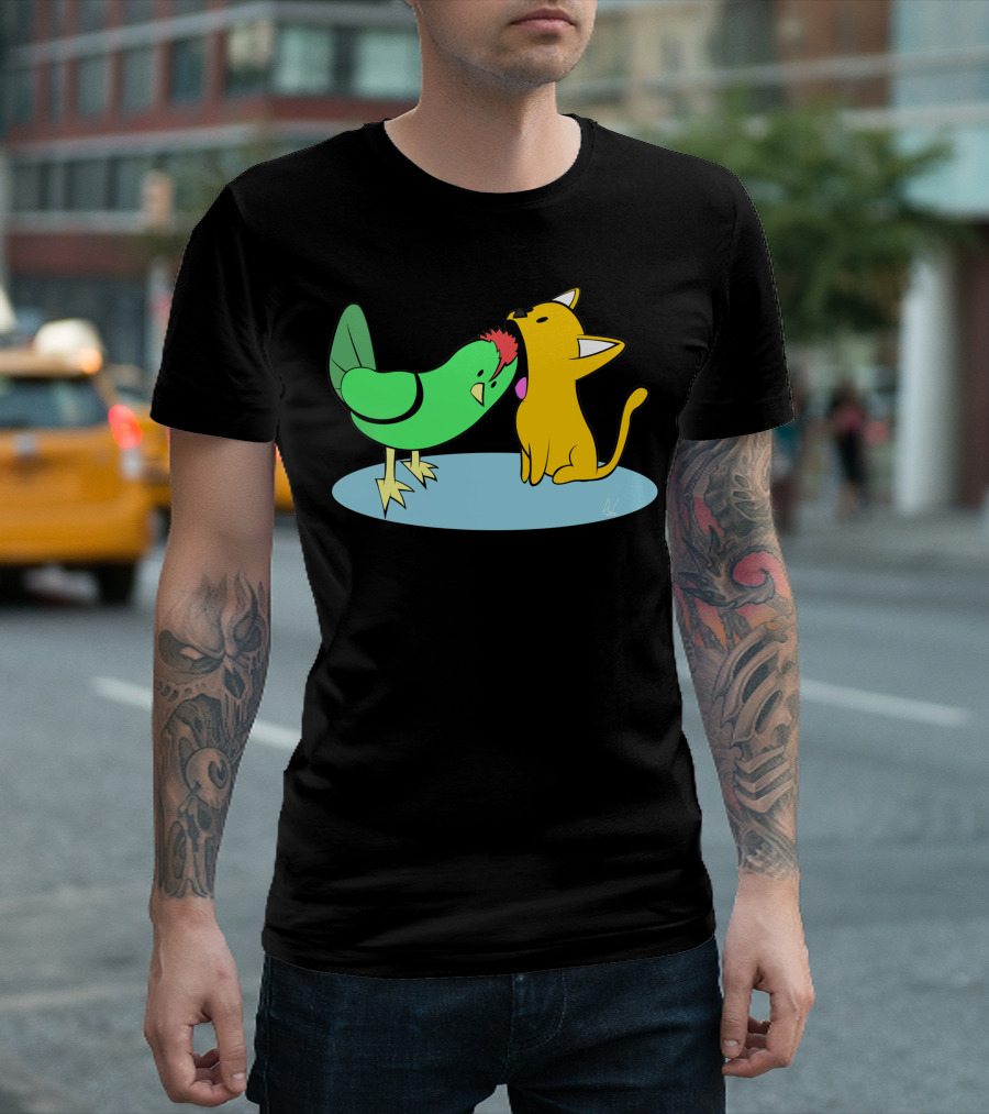 Chicken And Cat Whispering Moment T-Shirt