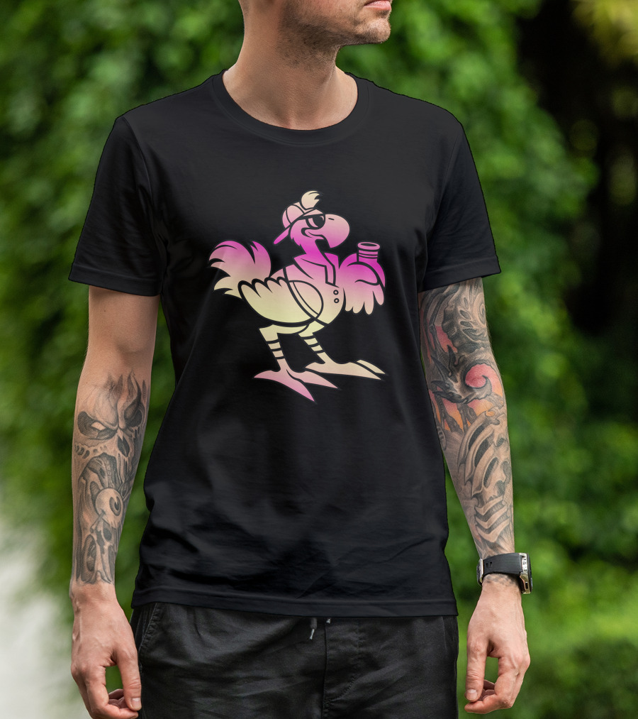 Chocobro Colorful Gradient Bird With Sunglasses And Drink T-Shirt