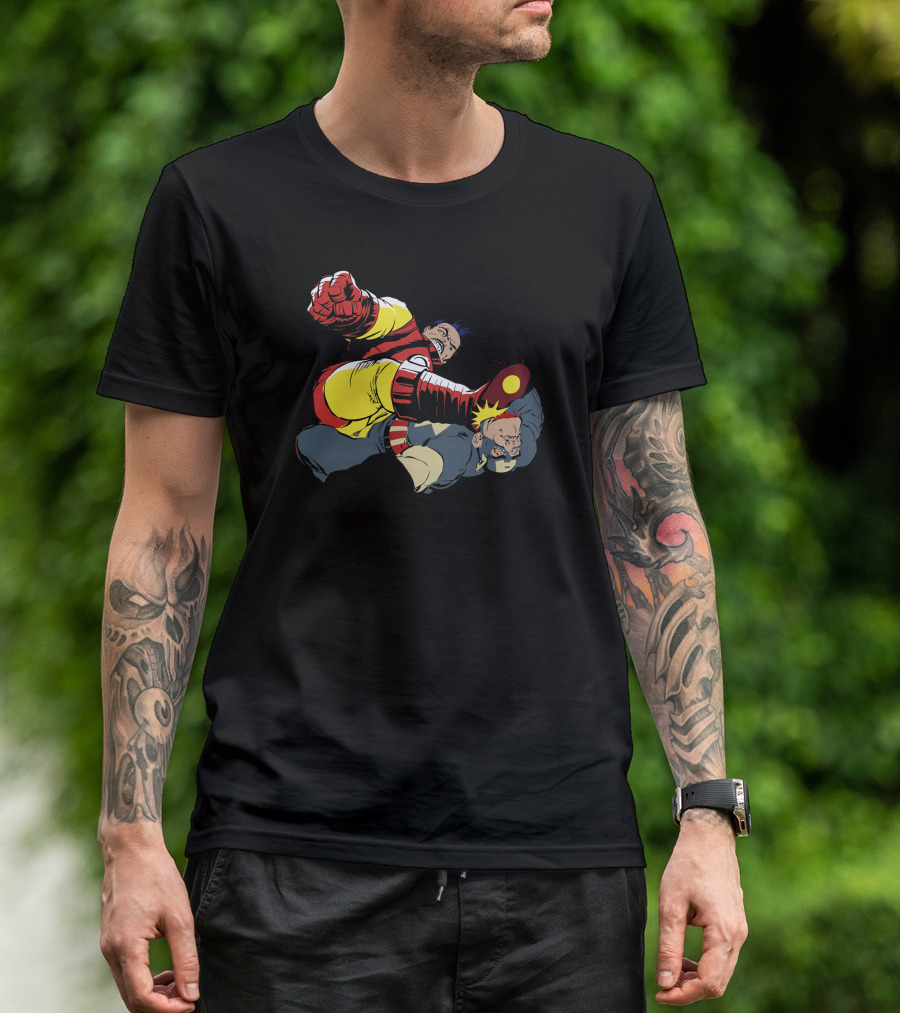 Civil Knight Superhero Showdown Dynamic Action T-Shirt