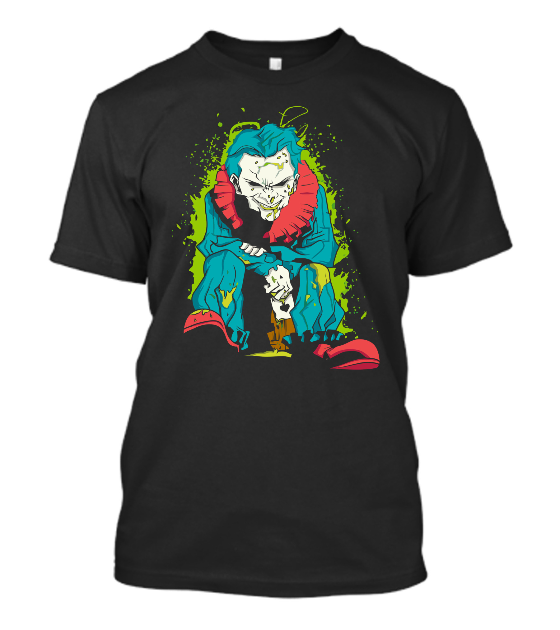 Clown Sitting With Colorful Hair And Red Shoes T-Shirt