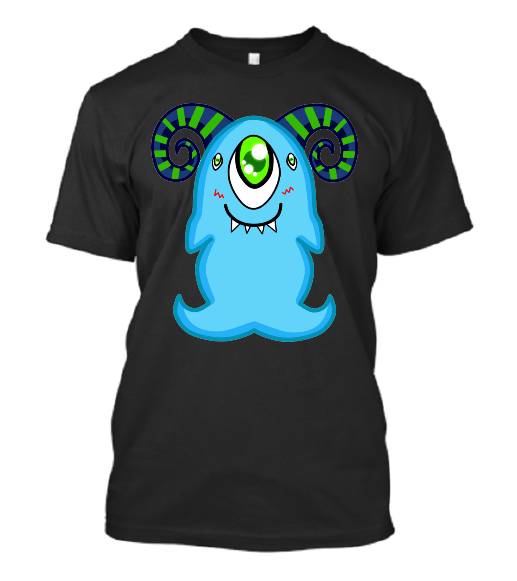 Smiling Cyclops Monster With Striped Horns T-Shirt