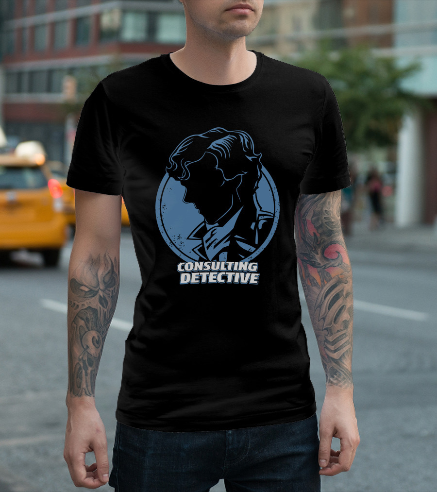 Consulting Detective Silhouette Navy Circle T-Shirt