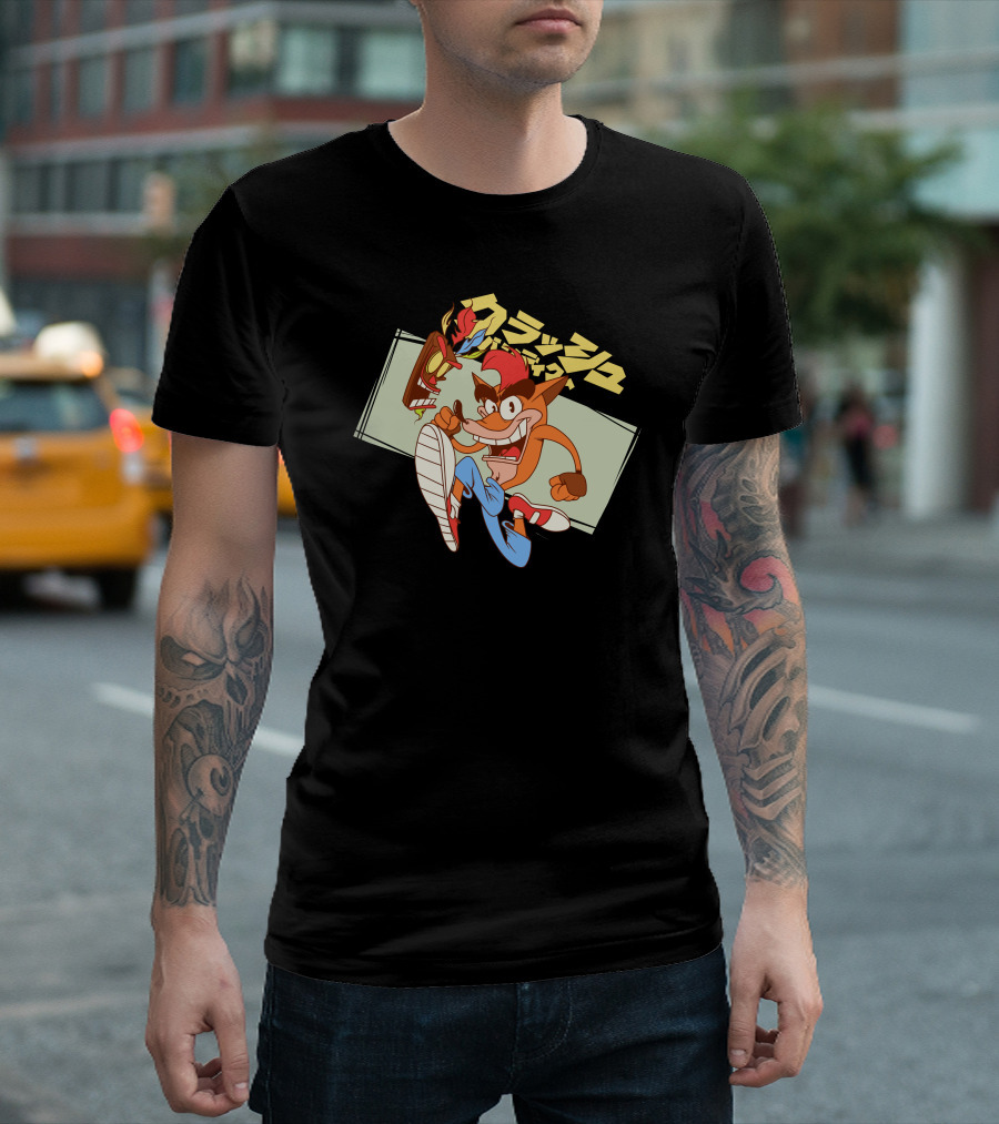 Crash Bandicoot Japanese Style with Aku Aku Mask T-Shirt