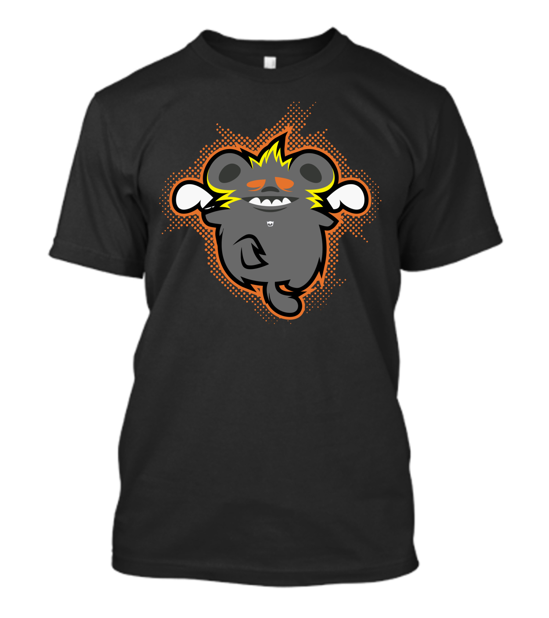 Crazy Ratz Cartoon Character With Electric Orange Outline T-Shirt