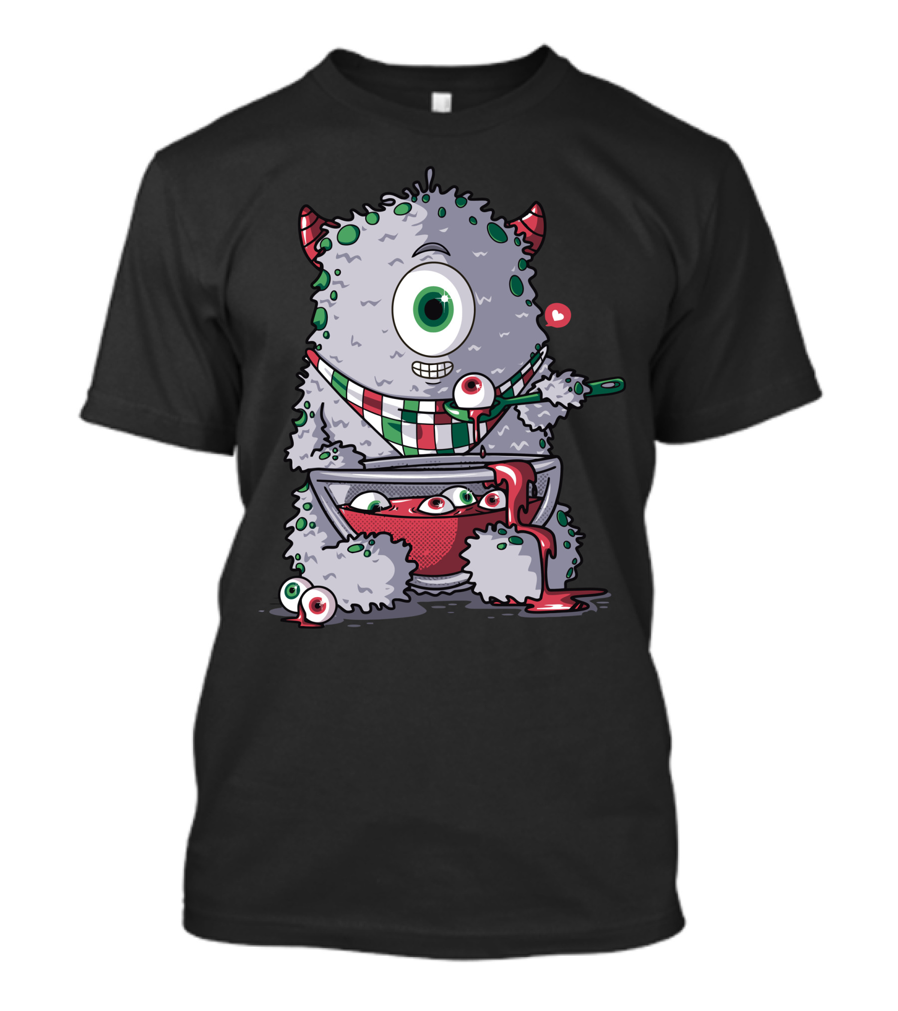 Cyclops Monster Enjoys Eyeball Soup With Spoon And Bowl Of Eyeballs T-Shirt