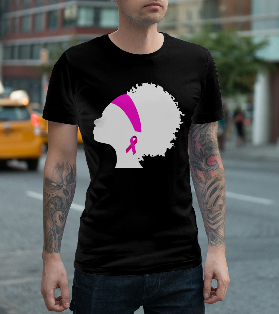 Afro Pink Ribbon Breast Cancer Awareness T-Shirt
