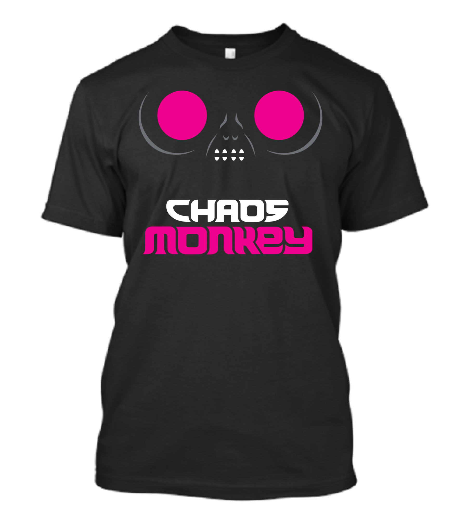 Chaos Monkey Skull Pink Eyes T-Shirt