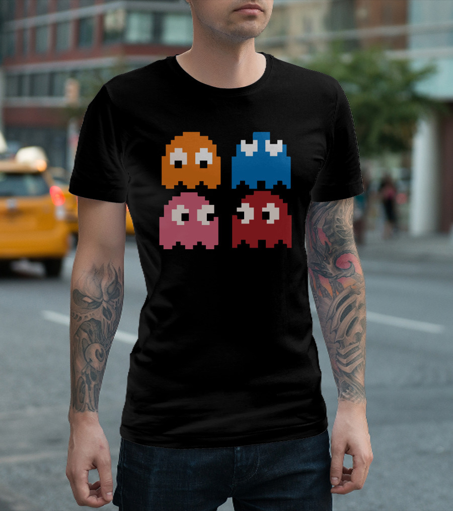 Cool 80s Pacman Ghosts Video Games Vintage Arcade Icons T-Shirt