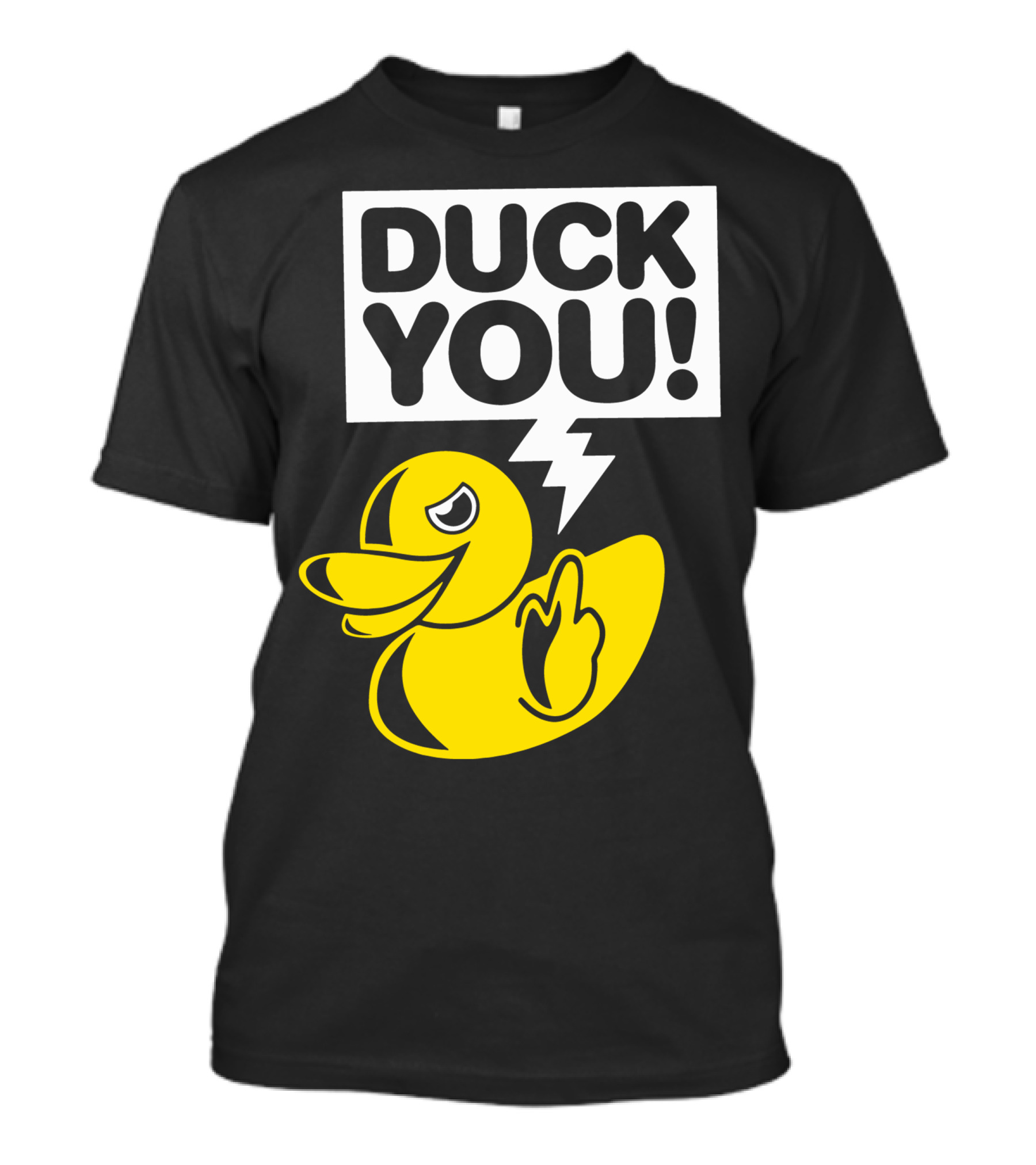 DUCK YOU Fun Yellow Duck Middle Finger Gesture T-Shirt