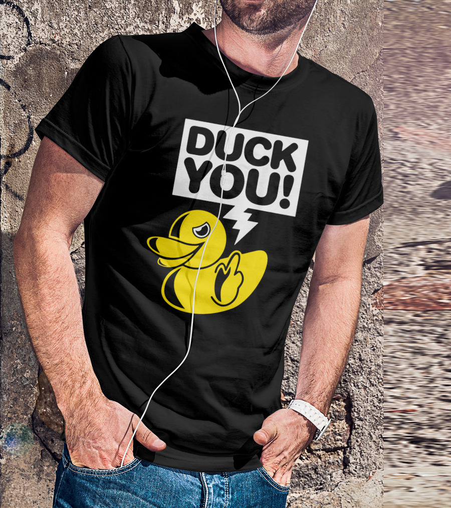 DUCK YOU Fun Yellow Duck Middle Finger Gesture T-Shirt