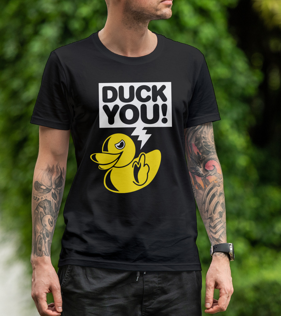 DUCK YOU Fun Yellow Duck Middle Finger Gesture T-Shirt