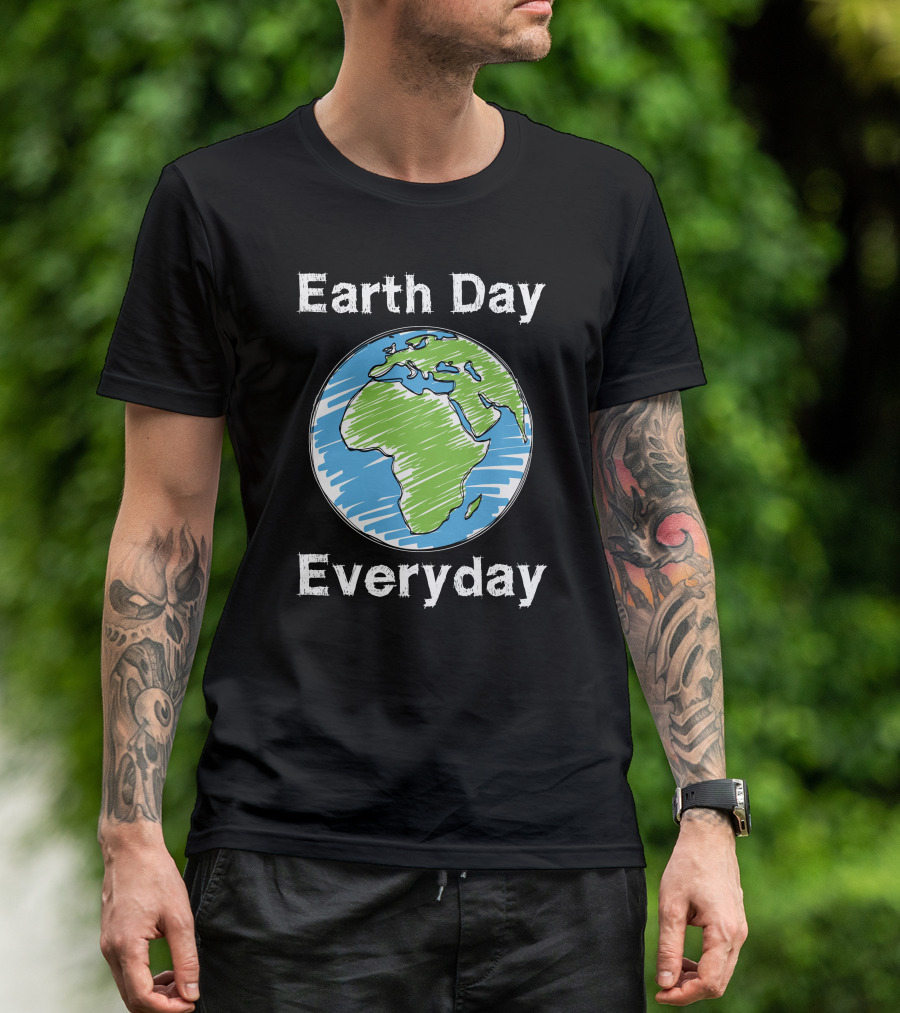 Earth Day Everyday Globe Sketch T-Shirt