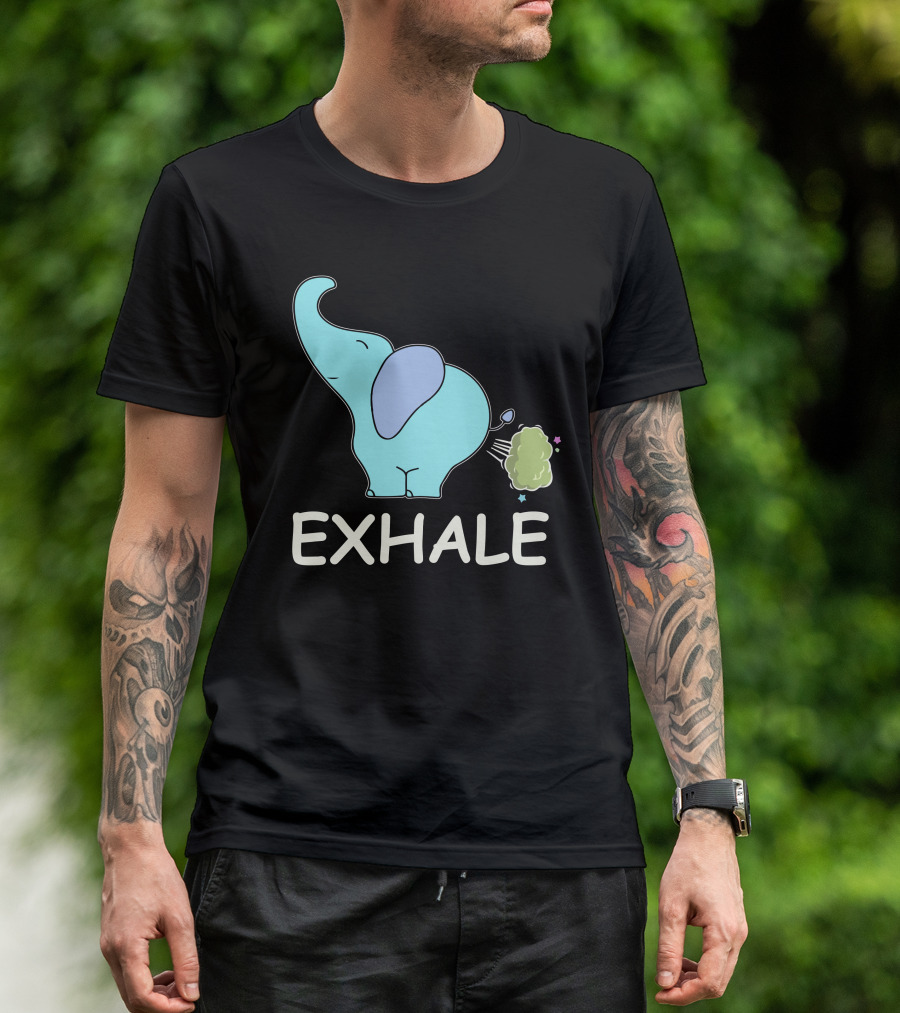 Exhale Elephant Farting Stars And Clouds T-Shirt